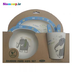 سرویس غذا خوری کودک ۵ پارچه بامبو مدل فیل