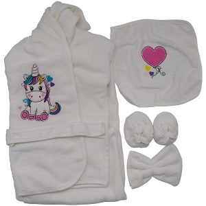 سرویس حوله ۵ تکه کودک مدل تک شاخ